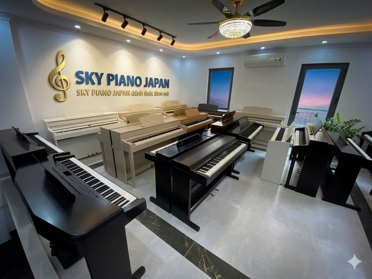 Mua đàn piano cho bé tại Hà Nội - Piano Japan Showroom piano Piano Japan tại Long Biên Hà Nội cho bé thử đàn