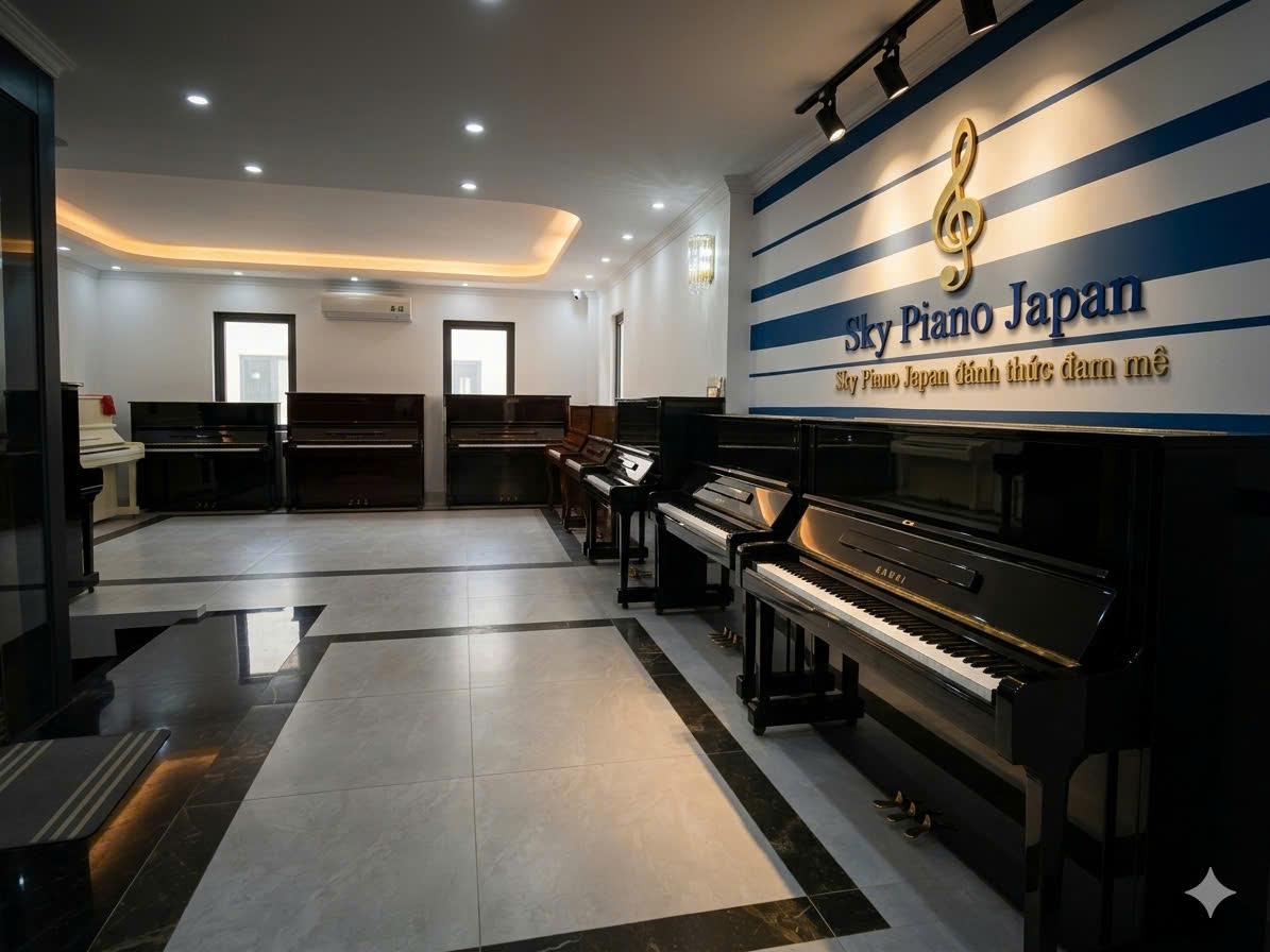 Showroom Piano Japan Sky Music tại 118 Ái Mộ Long Biên Hà Nội