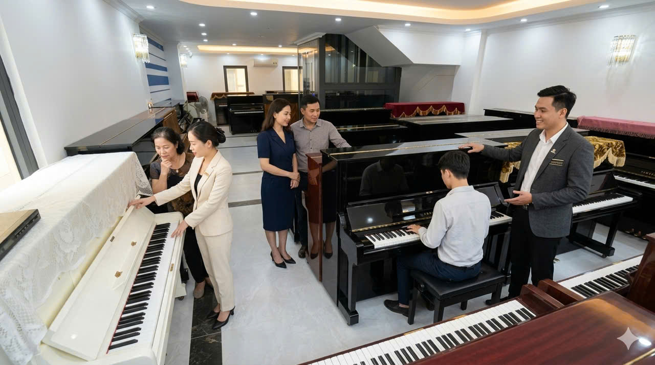 Khách hàng đăng ký học thử piano và được tư vấn mua đàn phù hợp tại trung tâm