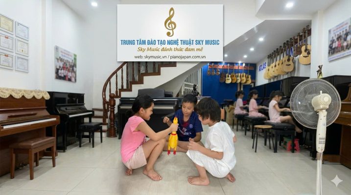 Không gian trưng bày piano tại Sky Music với nhiều lựa chọn đàn cho trẻ em và người mới học tại Hà Nội